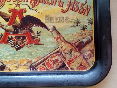 VINTAGE 87 ANHEUSER BUSCH VASSOIO DA PORTATA IN LATTA BIRRA ORIGINALE BUDWEISER ARREDAMENTO UOMO-GROTTA - Foto 4 di 10