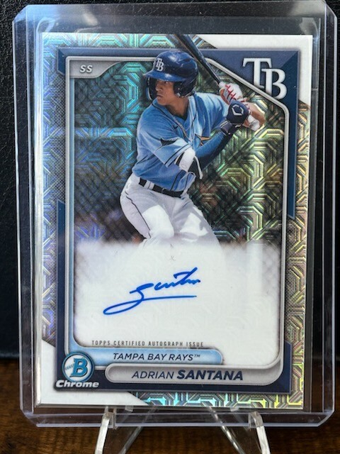 2024 Bowman Chrome - Adrian Santana AUTO MOJO Refractor - TB Rays #BMA-AS