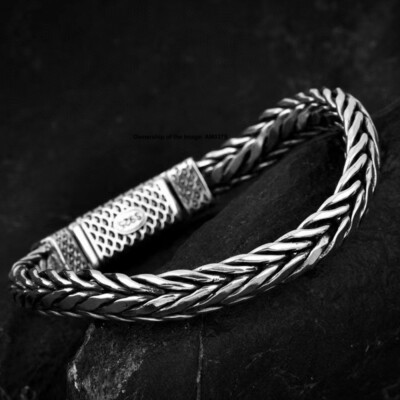 Real 925 Sterling Silver Bracelet 9mm Wheat Link Men's Bracelet