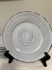 HOME ESSENTIALS COSENZA SALAD PLATE Brushed White Embossed Rim 8” Buy More Save