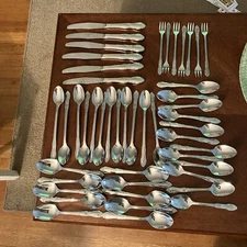 Lot 47 pieces Oneida Ltd Stainless Fenway/Daydream Wm A Rogers Flatware