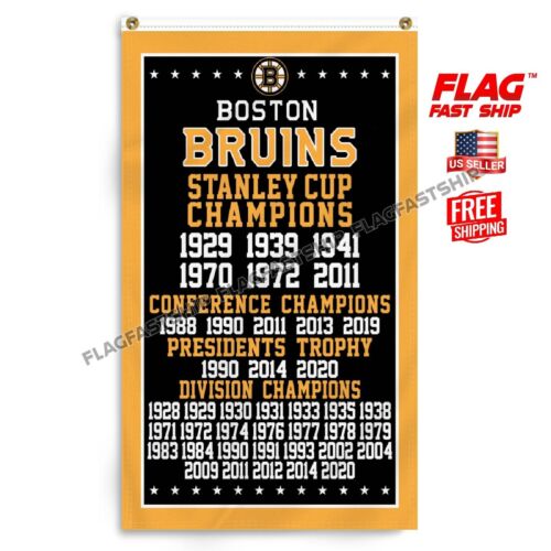 Boston Bruins 3x5 ft Banner Flag Premium NHL Hockey Stanley FREE Shipping - Afbeelding 1 van 16