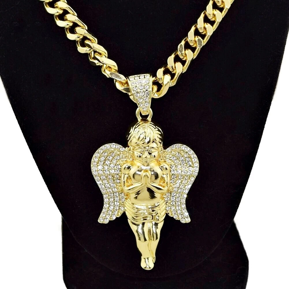 Iced out angel sale pendant
