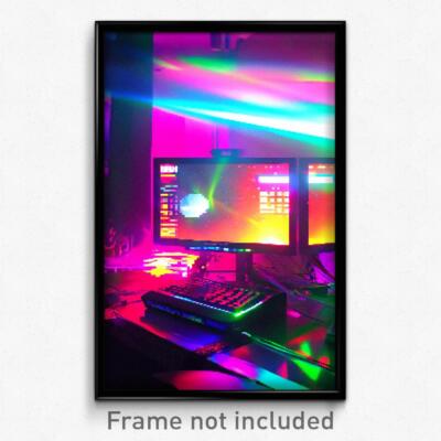 Pixel Art Poster - Flamboyant Computer (8 Bit Psychedelic Video Game Print)