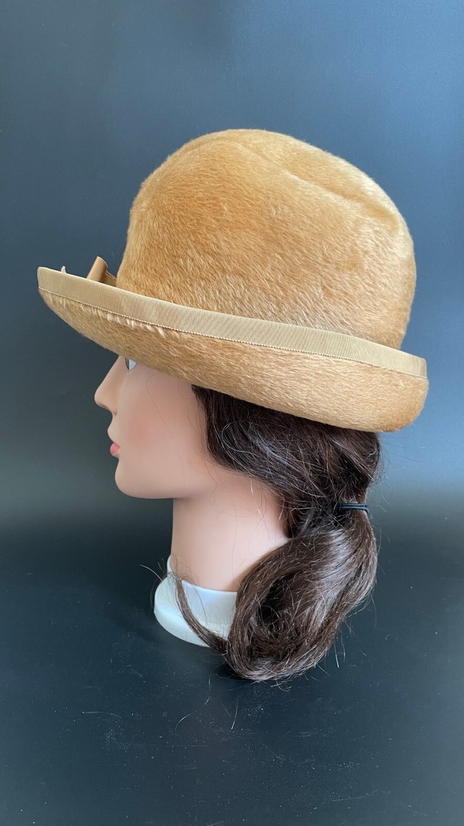 Vintage Adolfo Realites Fur Felt Bowler Cloche Hat with Bow  display picture 1