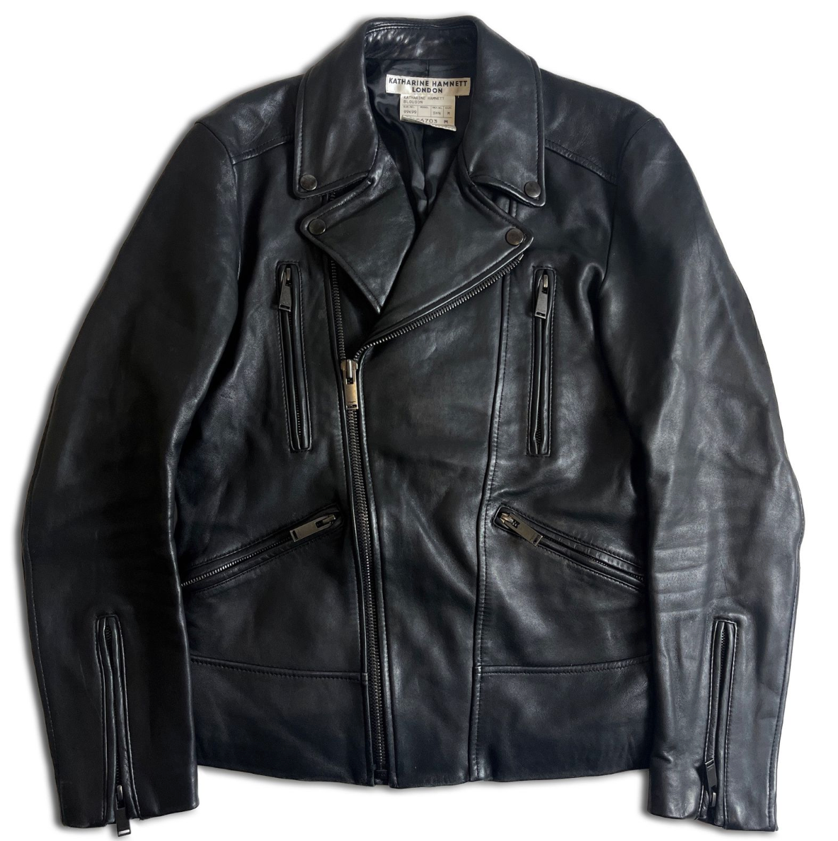 katharine hamnett レザージャケット KATHARINE HAMNETT LONDON Black Sheep Skin Leather Riders Jacket