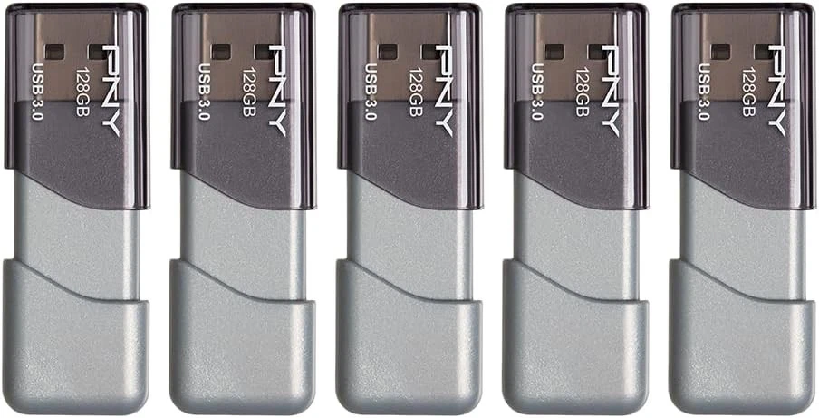 PNY 128GB Turbo Attaché 3 USB 3.0 Flash Drive 5-Pack – 5-Pack, Grey  - Image 4 of 4