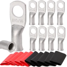 TKDMR 10pcs 8 Awg-5/16 Ring Marine Grade Copper Wire Lugs,with 31 Heat Shrink...