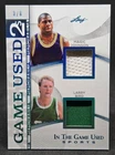 MAGIC JOHNSON & LARRY BIRD 2025 LEAF IN THE GAME USED 2's DUAL RELIC 3/8 HOF