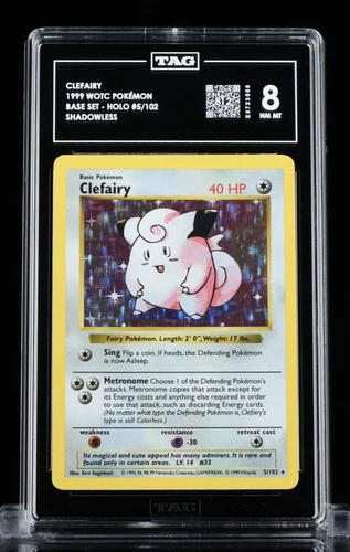 TAG 8 NM-MT Clefairy Shadowless Base Set Holo 1999 5/102