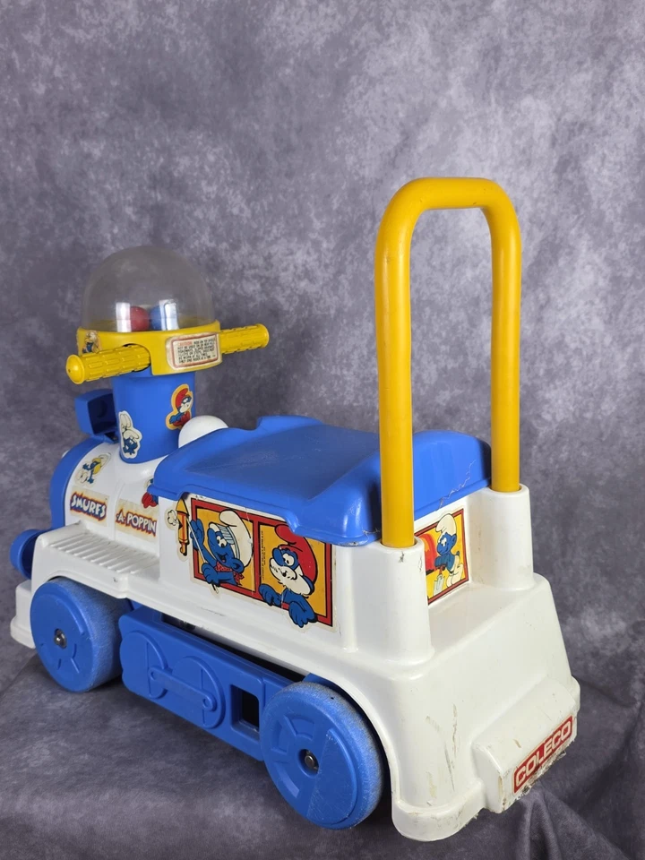 1982 Coleco Smurf-A-Poppin Ride On Train Toy Working Vintage Smurfs Peyo - Image 3 of 4