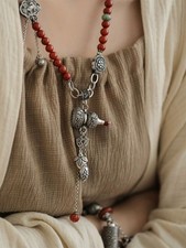 Gourd Bead Ruyi Lock Necklace Women New Chinese Style Adjustable Pull Chain