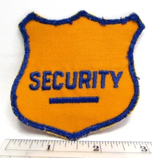Vintage Security Jacket Shoulder Patch Badge Shield Shape