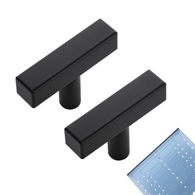 Matte Black Cabinet Knobs 10-Pack 2-Inch Square T-Knobs Single Hole Pulls