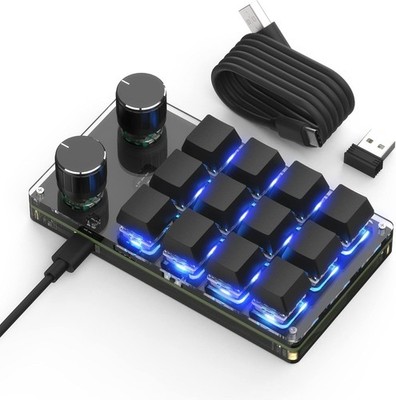 BRIMFORD Macro Programmable Keypad, One Hand Custom 2.4 G Programmable Gaming