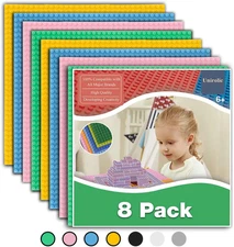 8 Pack Classic Baseplates 10" X 10" Sturdiness Building Platforms -100% Compatib