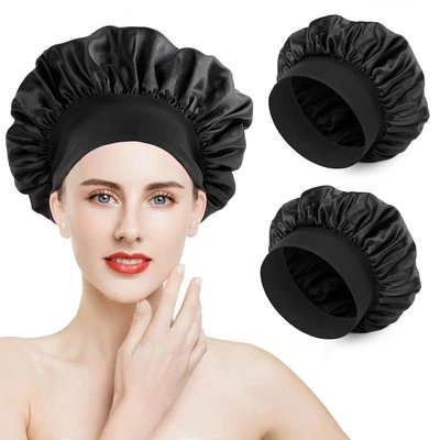 MARKE ROMON Romon Satin Haarhaube, 2 Stück Schlafhaube Seide Schlafmütze Bonnet Nacht S