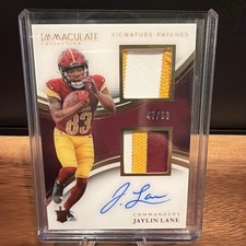 2025 Immaculate Jaylin Lane Signature Patches Dual RPA Auto /99 Commanders RC 🔥
