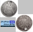 1884 Silver US Philadelphia Mint Seated Liberty Dime🪙Type 4🪙Hole