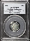 PCGS PR64 1963 Roosevelt 10c Dime DOUBLED DIE REVERSE