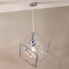 Dunelm Alessio Nickel Metal Cube Pendant  Light - New  Rrp £99