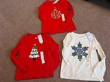 NWT Cat Jack Long sleeve Shirt Lot Of 3 Girls Size 8 Medium Christmas