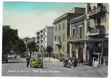 cartolina acquarellata anagni spedita 1961 animata cinema auto fiat 1100 family