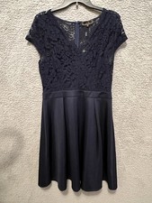 MISSMAY Women’s Retro V-Neck Lace  Classic Cocktail Party Dress XL Navy Blue