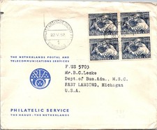 GOLDPATH: Netherlands cover 1952 to USA philatelic service CV927_P31