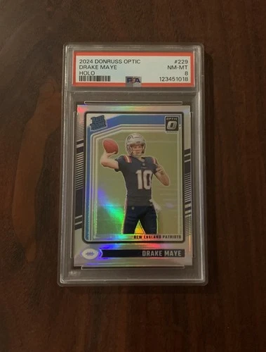 2024 Panini Donruss Optic Rated Rookie Drake Maye #229 Holo Prizm (RC) PSA 8