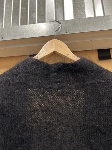 Vintage Black Mohair Shaggy Cardigan Sweater Size XL Grunge Kurt Cobain Fuzzy - Picture 8 of 9