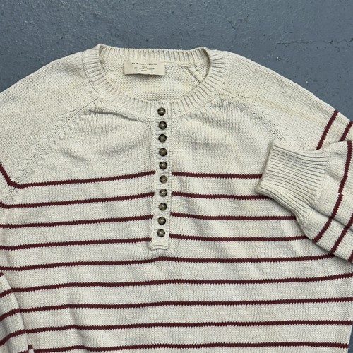 Sezane Leontine Jumper Sweater Women Small Cream Red Striped Henley Italy Cotton