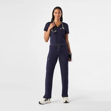 FIGS Catarina Scrub Top Kade Cargo Joggers Set Medium Navy Blue