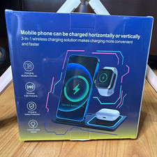 3-in-1 Wireless Charging Dock Stand Fast Charge for Phone Watch Earbuds Black