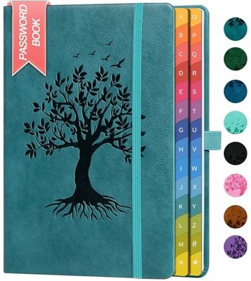 ZXHQ Colorful Password Book with Tabs - 8.4'' x 5.8'' Hardcover Organizer