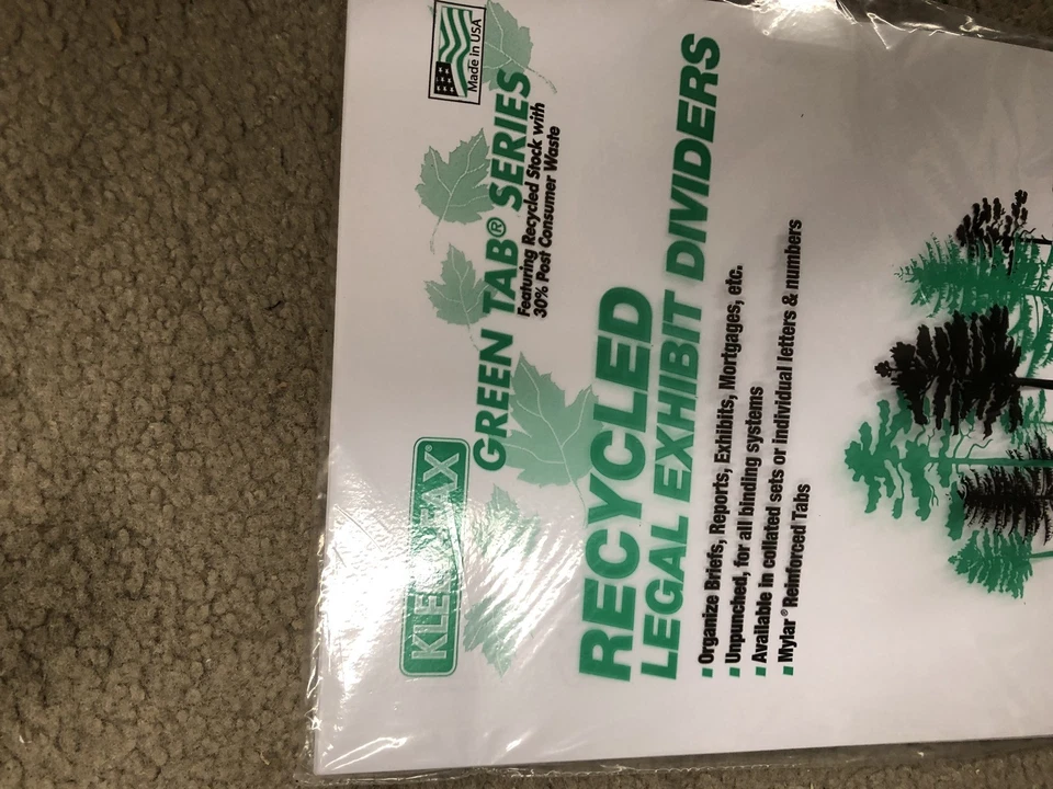 Lote de 10 divisores de índice de pestañas numéricas Kleer-Fax serie 80000 81122 paquete de 25 piezas Foto 2 de 4