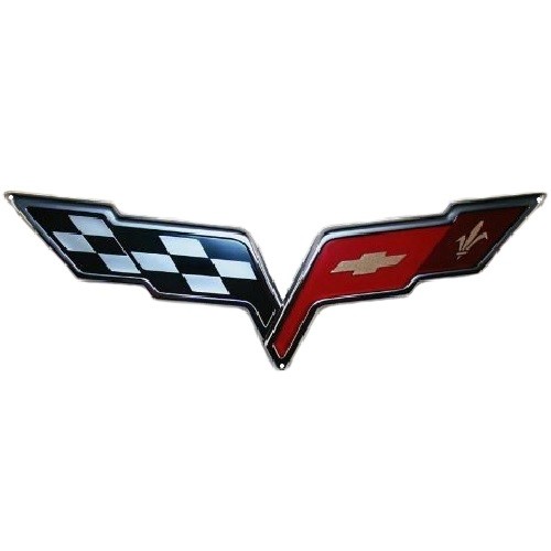 C6 Corvette Crossed flag Wall Emblem Large Metal Art 05-13 Full 32" by 12" - Picture 1 of 7