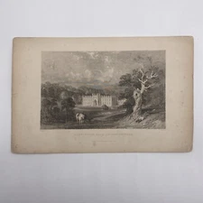 Antique 1837 Donnington Hall Leicestershire Engraving Print