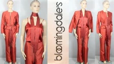 BLOOMINGDALE'S Silk Cotton Beaded Suit 3pc Set Blazer Jacket Pants Tank Top 6