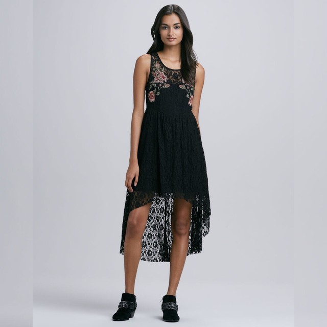 black high low lace dress