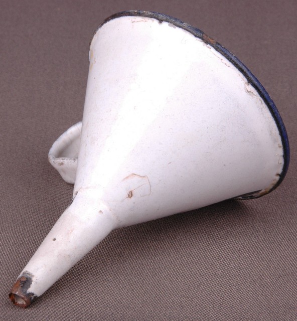 Antique Porcelain FunnelWhiteChipped Distressed RusticKitchen3.5