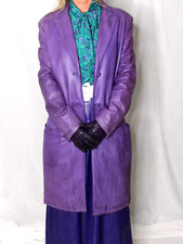 Womens Leather Trench Coat Purple S-M Versace SOFT Lambskin Vintage 80s 90s Rare