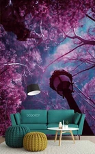 3D Cherry Blossom Night Wallpaper Wall Mural Removable Self-adhesive Sticker6689