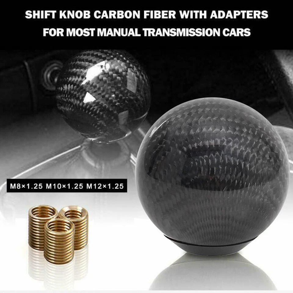 Palanca de cambios de aluminio con cabezal de palanca de cambios universal de fibra de carbono negra para automóvil Foto 2 de 4