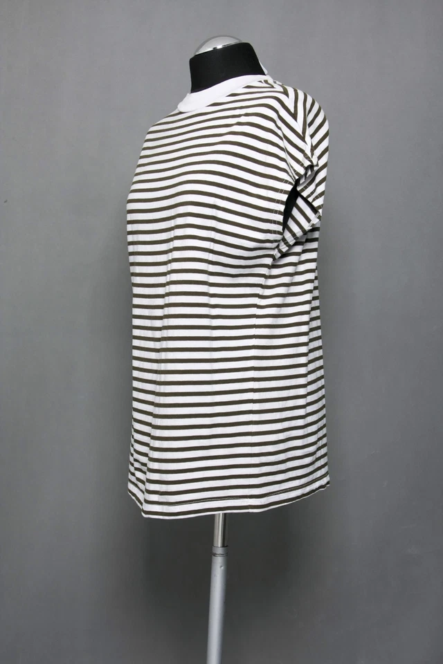 Weekday Damen T-Shirt S grün oliv gestreift Kurzarm Stehkragen Oversized - Bild 3 von 4