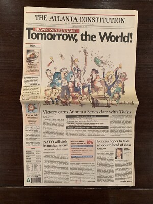 1991 Atlanta Braves Newspaper~10/18/91 - Braves Win Pennant, Tomorrow, the World