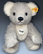 Steiff Adoni Teddy Bear Stuffed Plush Gray Button White Soft Toy Jointed Alpaca