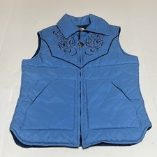 Vtg Miller Western Puffer Vest Women’s Small Outerwear Colorado Made Usa Blue