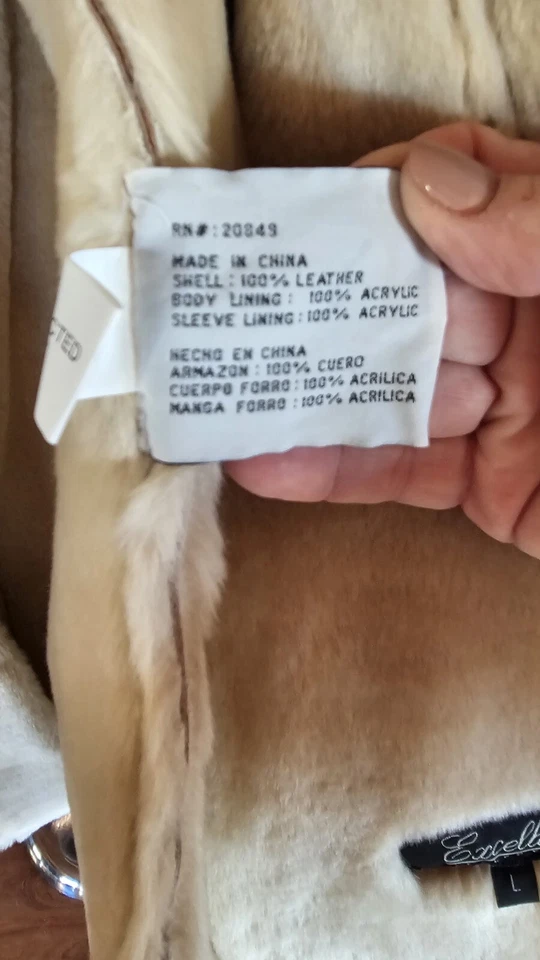 Abrigo chaqueta vintage de cuero tostado excelente para mujer grande forrado de piel sintética Foto 4 de 4