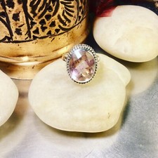 Genuine 925 Sterling Silver Kunzite Gemstone Ring Size 8.75